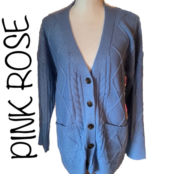 Pink Rose Sweaters - Sweater/ Cardigan Blue, New